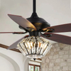 Ventilatore da soffitto in cristallo con lampadario in legno a 5 pale inverse da 52 pollici con luce