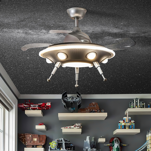 Ventilatore da soffitto LED moderno decorativo extraterrestre UFO 