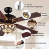 Ventilatore da soffitto elettrico con lampada Tiffany decorativa per elettrodomestici in stile europeo da 52 pollici con luce