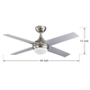 Ventilatore da soffitto a led moderno in bronzo da 48 pollici con luce