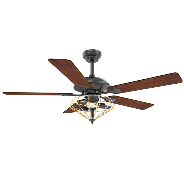 Ventilatore da soffitto decorativo reversibile con motore Bldc da 52 pollici e 5 pale in legno