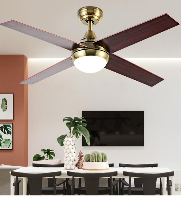 Ventilatore da soffitto a led moderno in bronzo da 48 pollici con luce