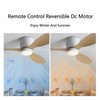 Ventilatore da soffitto moderno reversibile con motore CC reversibile con telecomando dimmerabile da 52 pollici a risparmio energetico con luce