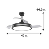 Ventilatore da soffitto retrattile decorativo per interni da 42 pollici con luce KBS-Y4265