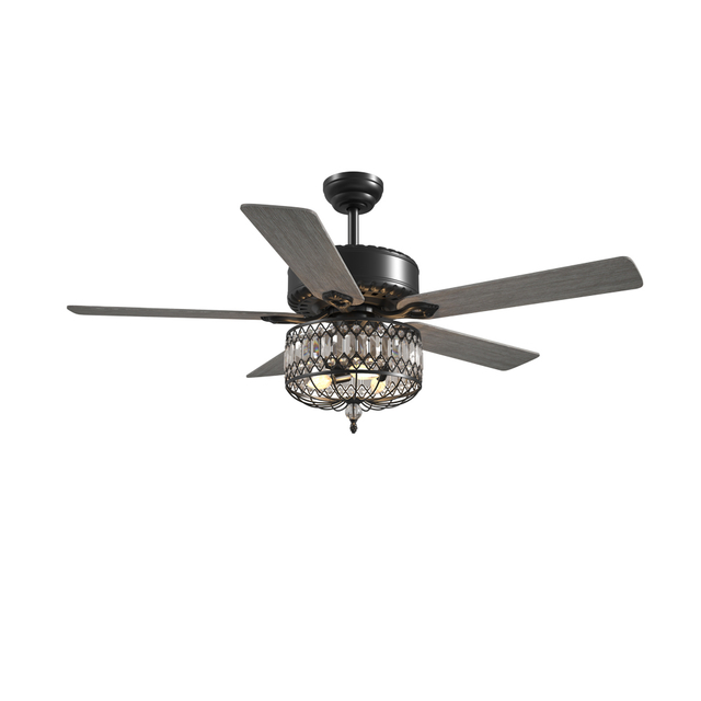 Ventilatore da soffitto in cristallo con lampadario decorativo da 52 pollici con motore CC per interni con luce KBS-52K006