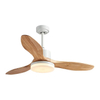 Ventilatore da soffitto con pale in legno massello di illuminazione decorativa vintage di alta qualità da 52 pollici con luce a LED