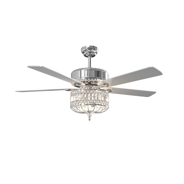 Ventilatore da soffitto in cristallo con lampadario decorativo da 52 pollici con motore CC per interni con luce KBS-52K006