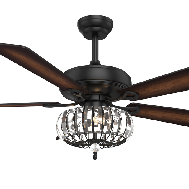 Ventilatore da soffitto vintage commerciale con lampadario di cristallo da 52 pollici con luce